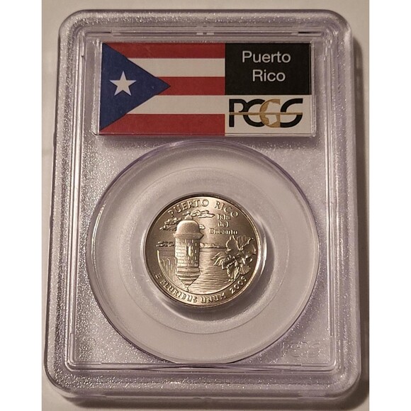 2009 D Puerto Rico Territories Quarter Satin Finish SP68 PCGS Flag Label - Picture 1 of 2
